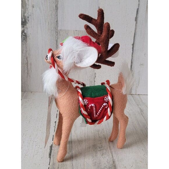 Annalee 9" Peppermint Reindeer 2007 Xmas figure candy cane - Picture 2 of 9